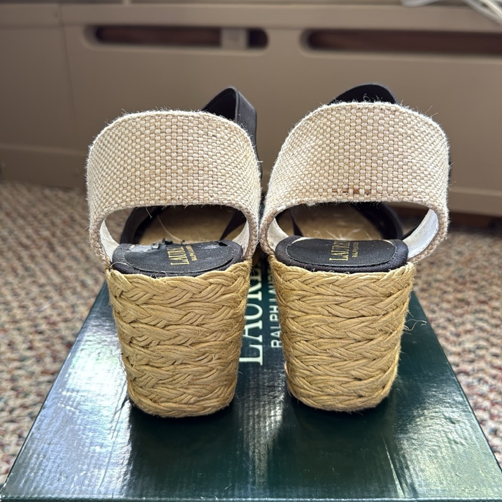 Woman’s Ralph Lauren Casandra Eucalyptus Linen Espadrille Size 9B - Black - Picture 5 of 8